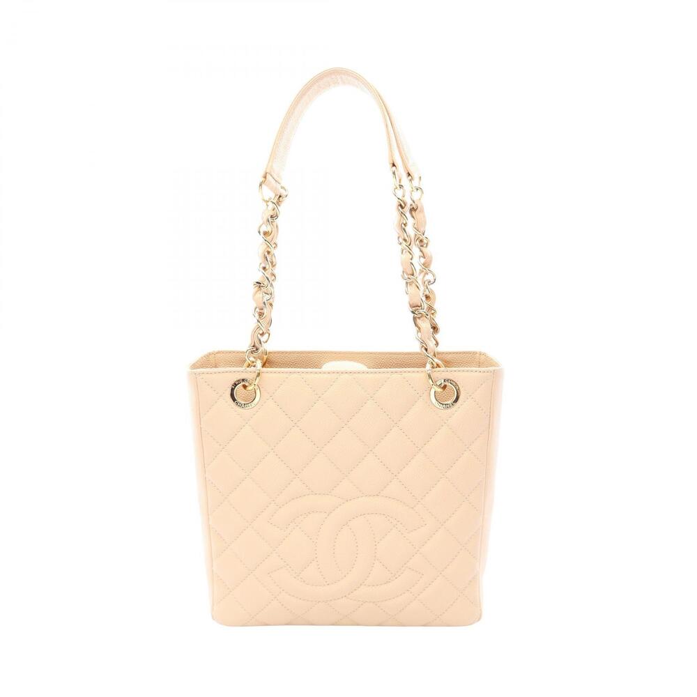 Chanel Matelasse PST Tote Bag Caviar Leather Grained Calfskin Beige